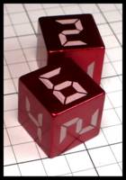 Dice : Dice - Metal Dice - Red Aluminum with White Numerals - JA Collection Mar 2024